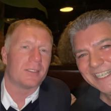 Lancashire Magician Darren Brand entertains Paul Scholes